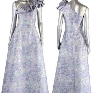 MARINA One Shoulder Jacquard Gown